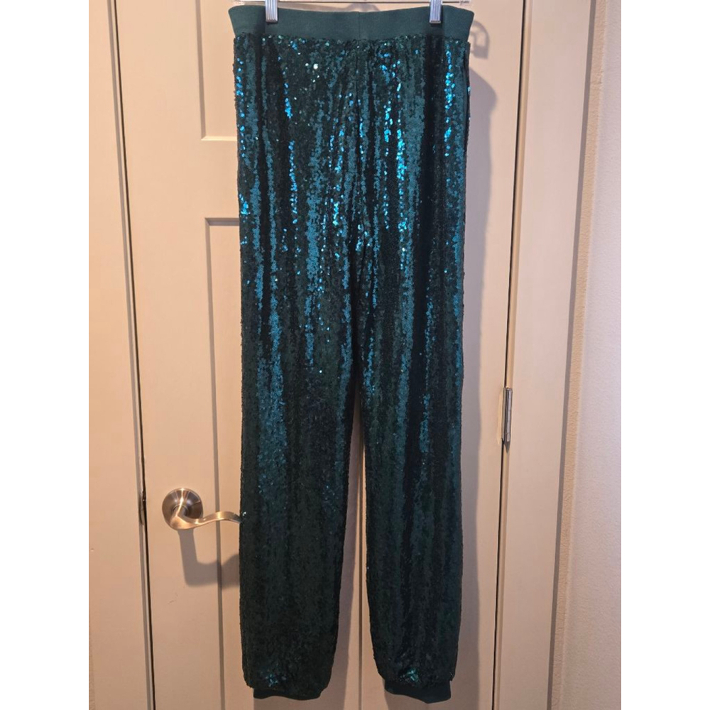 Women's Forever 21 Hunter Green Sequin Jogger Pants L